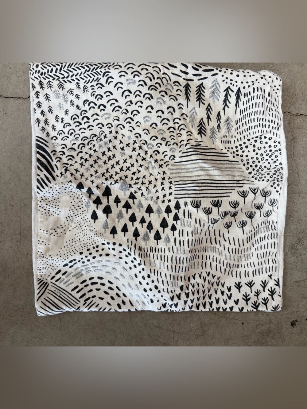 Pair of West Elm Embroidered Abstract Landscape Pillow Covers